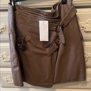 G by Giuliana Tan Faux Leather Skirt